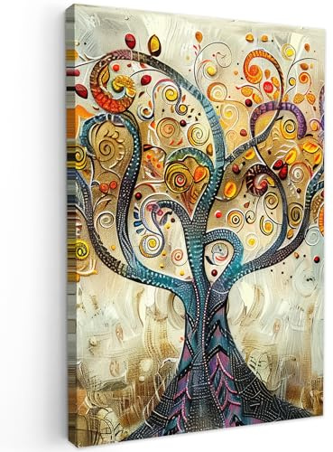 MuchoWow© Quadri Con Cornice Decorazione Quadri Per Camera Da Letto | 80x120 cm - Quadretti Da Parete Moderni Quadro Moderno Soggiorno GrandeArte - Albero della vita - Botanico - Astratto
