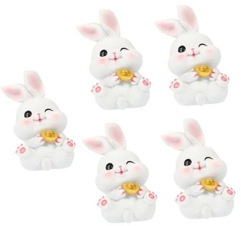 Cabilock 5 Stück Großohriges Kaninchen Ornament Mini Tierfigur Kaninchenfiguren Sammlerstücke Für Auto Küken Spielzeug Kleine Tierfiguren Mikro Spielzeug Glückskaninchen