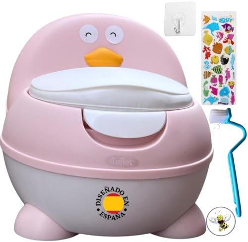 Orinal para bebes Pingüino Rosa | Orinales Infantiles para aprender a ir al baño | 18 Meses - 2 Años | vater para niños Comodo Seguro y Divertido | Base Antideslizante