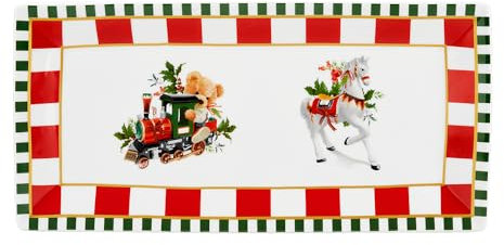 Fade Vassoio natalizio rettangolare di natale in porcellana Circus 31,5x15,5 cm