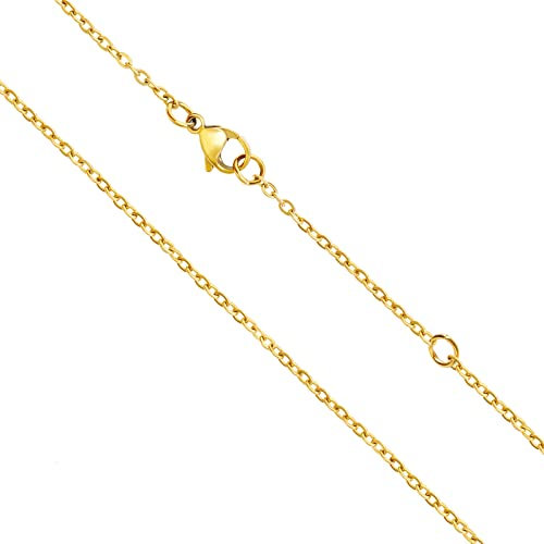 Goldkette Damen Ohne Anhänger Gold Ankerkette Kette Gold Halskette Vergoldet Wasserfest Antioxidation Breite 1,4mm Vergoldet Silberkette Goldkette 35cm 40cm 45cm dünne Feine Glod kette Lang