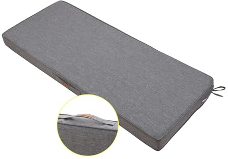 FUNHOME Outdoor Bench Cushion 42 x18 x3 Inch,Waterproof Portable Settee Cushion,Foam Insert with Handle&Ties,Bench Seat Pads for Garden Patio Porch Swing Backyard Furniture(Carbon Gray)