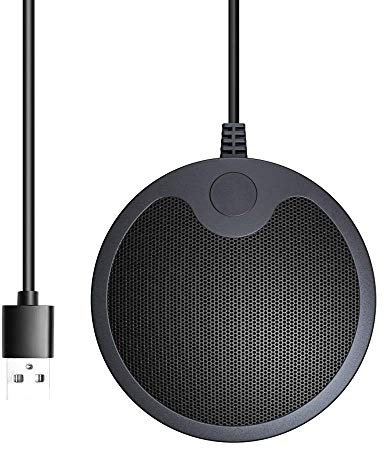 UHJKLA USB Conference Microphone With Mute and Headphone Playback Plug & Play Omni-directional Boundary PC Mic Aluminum Alloy Anti-drop body for Windows, Mac