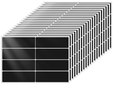 FINDAT Schwarz Rechteckig Etiketten 75 x 25 mm selbstklebend 160 Stück | Namensschilder Aufkleber, Klebeetiketten, wasserfestes Vinyl, Büro, Haus, Schule, DIY