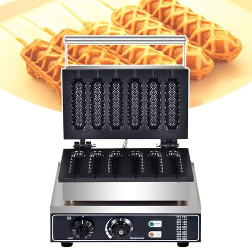 HCAUYNN Stainless Steel Corn Dog Waffle Machine,With Anti-Scalding Handle,Stick Hot Dog Waffle Maker,With Dual Knob Control,220V