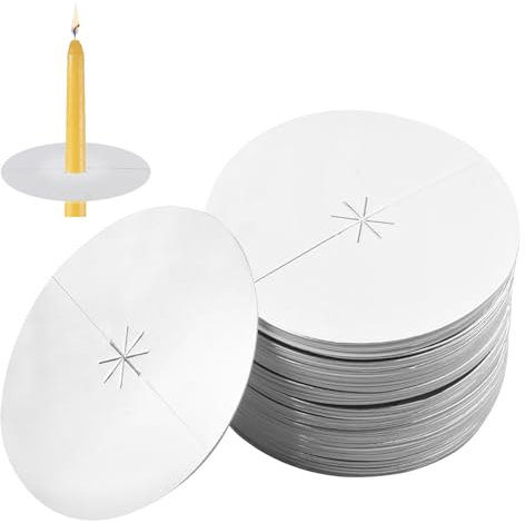 80 Stück Tropfenfänger für Kerzen Tropfschutz Papier Tropfschutz Kerze, 8cm, Ideal für Heimtempel, Feste, Gottesdienste und mehr, Effektiver Wachsstopper