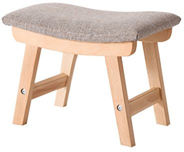Retro-Ottoman-Fußhocker mit gepolstertem Leinenstoff, Sitzkissen aus Holz, Schuhhocker für Wohnzimmer, Flur oder Schlafzimmer, grau, robuste Bank, Tisch, Dusoof und bequem, 38 x 24 x 29 cm