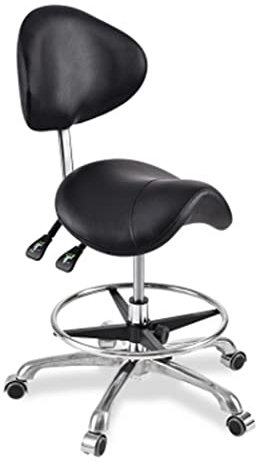 LULUMAIC Ergonomischer Sattelhocker Schwenkerner Sattelstuhl Verstellbarer Hocker mit Rollen für Salon, Spa, Massage, Tattoo, Zahn