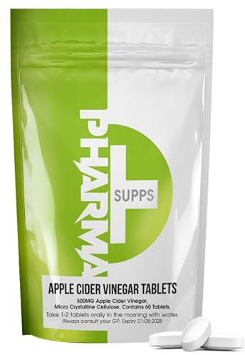 Pharma Apple Cider Vinegar 500mg - High Strength ACV Supplement for Digestion, Detox & Weight Management - 60 Tablets, UK-Made, No Harsh Taste, Easy-to-Take Formula