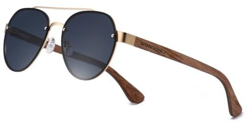 WOODONLY Gafas de Sol Piloto Polarizadas de Madera sin Montura - Gafas de sol con Montura de Metal para Hombre y Mujer Regalos Perfectos (Gris)
