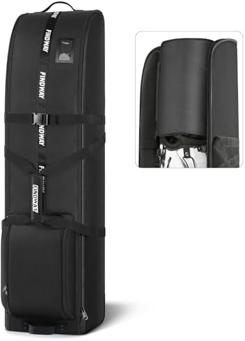 Findway Golf Travel Bag with Wheels, Waterproof, 900D Heavy-Duty Oxford, Premium Padded Flight Case with Removable Pad for Airline Club Protection