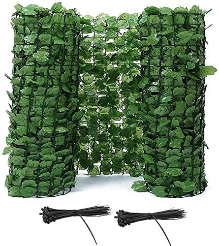 Clôture de jardin en lierre artificiel - Clôture décorative avec panneau en maille en plastique - Treillage de feuilles artificielles pour protection de l'intimité - Vert - 1 x 7 m