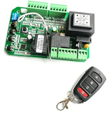 Motor de puerta corrediza Versión Universal, abridor de Motor de puerta corredera, tarjeta de placa base, placa de circuito reemplazada, control remoto de código rodante de 433,92 Mhz(1 remote control