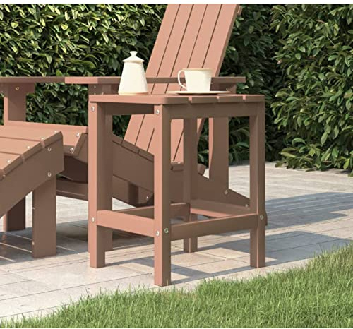Gecheer Adirondack-Gartentisch Braun 38x38x46 cm HDPE, Gartentisch Beistelltisch Gartenmöbel Tisch Balkontisch Loungetisch