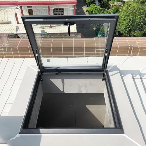 PtaTritious Lucernario da Tetto, Finestra da Tetto, Finestra di Uscita dal Tetto, Lucernario con Ventilazione Manuale con Vetro temperato a Doppio Strato, per soffitta/Cantina/Veranda,550X550mm