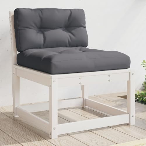 LLEZKBR Outdoor-Sitzgruppe, Outdoor-Sofas, Gartensofa mit Kissen, weiß, Massivholz, Kiefer