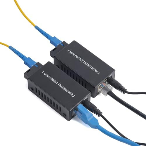 WSOLDMA 2 Stück Gigabit-Ethernet-Medienkonverter ,Gigabit-RJ-45-Anschluss, Gigabit-SC-Glasfaseranschluss, Erweiterterung der Glasfaserdistanz bis zu 2 km