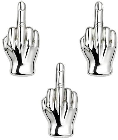 Lot trois Pins Rock Doigt d'Honneur 3D | Cadeau Doigt d Honneur Original | Pin's Costume Homme | Broche Homme | Cadeau Fuck Sac a Dos | Broches pour Femme Rebel Argenté Mode Accessoire | French Pin