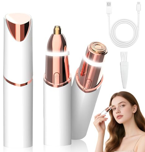 Rasoir Visage Femme, Épilateur pour sourcils et poils du visage pour femmes: Rasoir électrique 2 en 1 pour le visage et les sourcils Rechargeable portable avec lumière LED