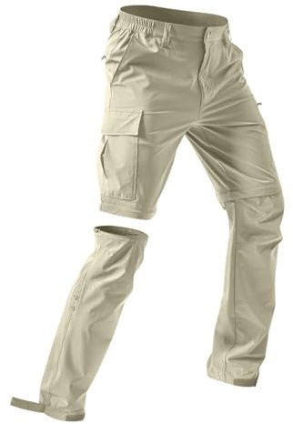 Generico Pantaloni Trekking Uomo Convertibili, Pantaloni Cargo Da Lavoro Leggeri e Ad Asciugatura Rapida Con Zip-Off, Ideali Per Escursionismo e Campeggio Outdoor