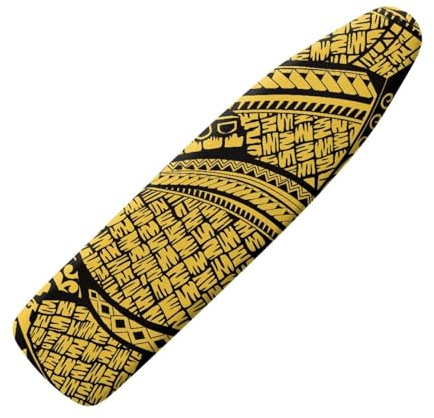 Copriasse da Stiro Grande 150x50 Giallo Nero Pratico Imbottito Sistema a Cordino Lavabile Resistente al Calore per una Facile Stiratura - Panno Protettivo