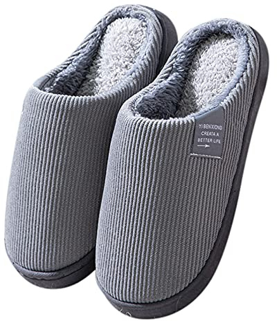 Memory Foam Slippers Women Men Fluffy Slipper Slip On with Cozy Faux Fur Lined Outdoor House Shoes Mule Slipper for Women Comfy Warm Anti-Slip Winter Fall Shoes