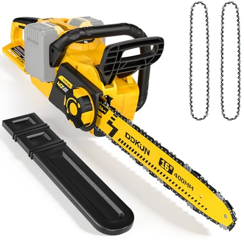 DDKUN 16-Inch Brushless Chainsaw, 40V (2 x 20V MAX) Cordless Battery Powered Chain Saw For DeWALT 20V Battery,with Auto Oiler & Security Lock,Ideal for Wood/Tree Cutting, Pruning,(Tool Only)