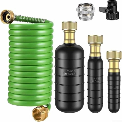 Drain Bladder Kit, 3-Piece Clog Removal Set with 10ft Hose, Shut-Off Valve Brass Faucet Adapter for 1-6 Inch Pipes(Black)