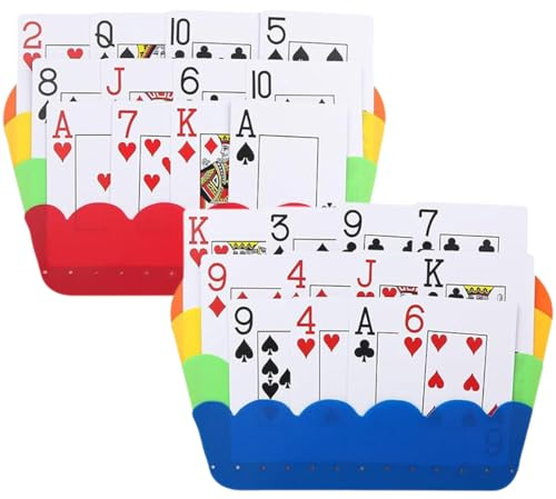 THQAE 2 Piezas Porta Naipes, Porta Cartas de Plástico, Juego de Cartas para Niños, Soporte para Juego de Cartas, Pinza para Cartas Duradera, Adatta para Niños, Adultos y Personas Mayores