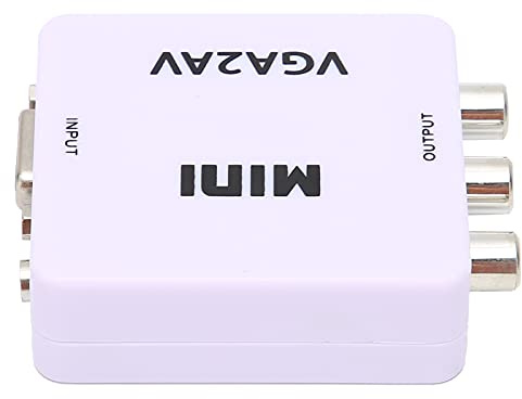 Tomantery Mini VGA Till AV 1080P HD Video Converter Adapter med Datakabel för TV PC, Högupplöst Mini VGA Converter för Hemunderhållning, ABS Material