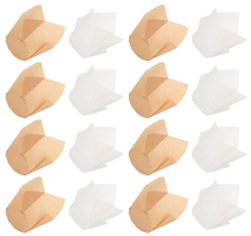 Hohopeti 100 Pirottini da Forno a Forma di Tulipano in Carta Naturale e Bianca, Resistenti a Alte Temperature, Monouso per Cupcake, Muffin e Dolci, per Casa e Panetteria