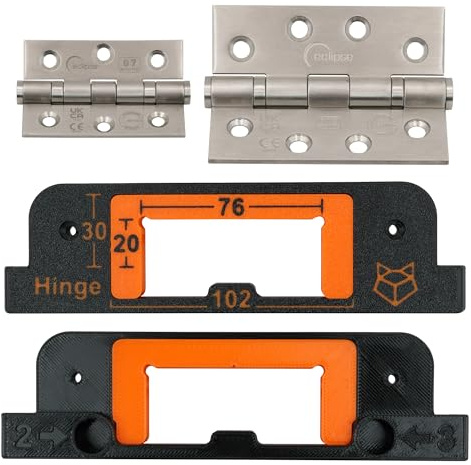 Foxy3DPrints 76 x 51 mm (3) + 102 x 76 mm (4) Precision Hinge Jig Router Template for Door and Door Frame