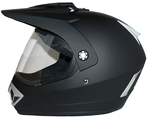 protectWEAR Casco Moto, Casco Motocross, Casco Enduro Nero Opaco V370-ES con Visiera Pieghevole