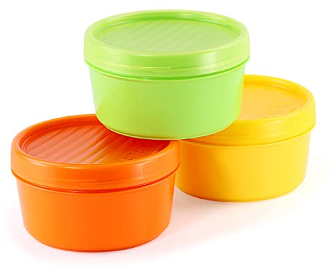K&G TA1168404 - Set di 3 contenitori salva-freschezza rotondi, 0,5 l, senza BPA, chiusura a vite, completamente ermetici, ideali per microonde e lavastoviglie