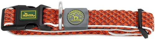 HUNTER Hundehalsung HILO VARIO BASIC, Farbe: orange, innovatives 3D-Mesh-Material, atmungsaktiv, leichter Kühleffekt bei Wärme, reflektierend, stufenlos verstellbar, angenehm leicht, Größe: S-M