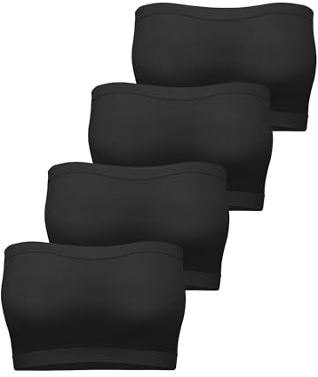 Cooraby 4 Pack Women Tube Tops Summer Non-Padded Seamless Bra, 4 Colors
