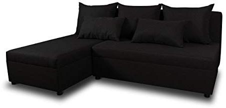 Sofnet Ecksofa Pono mit Schlaffunktion - Couchgarnitur, Eckcouch, Sofa, Sofagarnitur, Bettsofa, L-Form Couch, Schlafsofa - Ottomane Universal (Schwarz (Sawana 14))