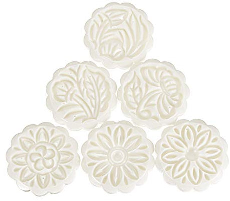 KingLan 4 Sets Mooncake Pastry Press Mold 100G 50G Diy Flower Pattern Mould Decor W/ 20 Stamps Round Square