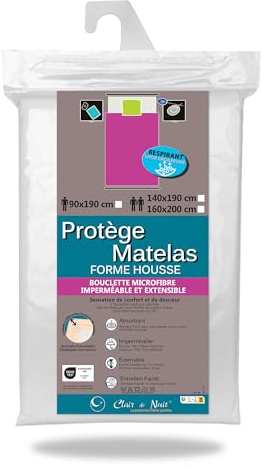 Clair de Nuit - Protège Matelas Imperméable 140x190 cm - Alèse Bouclette Microfibre Absorbante - Respirante et Silencieuse - Label Oeko-TEX® Standard 100
