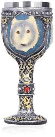 HERCHR Gobelets à vin, gobelet gravé motif loup, décor médiéval de calice, coupe en relief de calice royal vintage