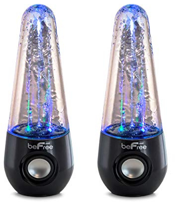 beFree Sound Bluetooth LED Dancing Water Multimedia Speakers in Black, (BFS-Shelf Speaker)