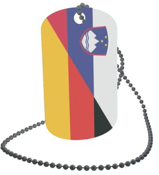 U24 Dog Tag Erkennungsmarke ID Tag an Kette Flagge Slowenien-Deutschland Alu 30 x 50 mm