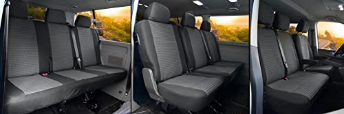 Z4L Sitzbezüge Stoff passgenau passend für T6 Transporter/Caravelle/Multivan ab 2015/19-9 Sitzer LUX