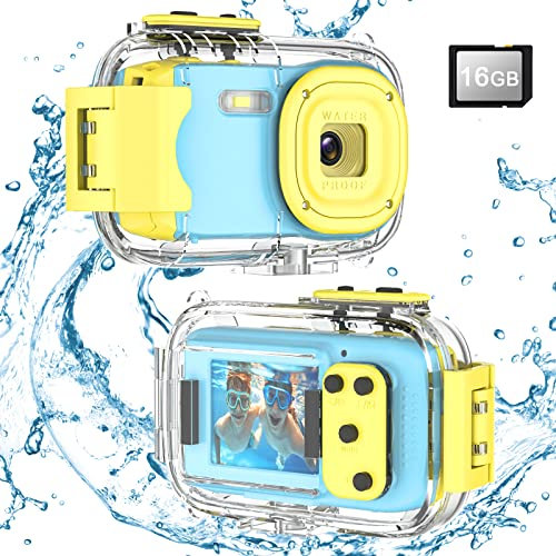 DioKiw Cámara impermeable para niños de 48 MP, mini cámara digital infantil 1080P FHD, vídeo con pantalla IPS de 2.0 pulgadas, funda de silicona, regalos para niños y niñas de 3 a 12 años