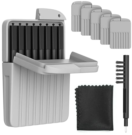 Cerustop - Filtro per apparecchi acustici/cerume, set da 5 (40 pezzi) – Protezione estremamente forte con spazzola per la pulizia e la pulizia – per Widex, Phonak, Resound, ecc., grigio