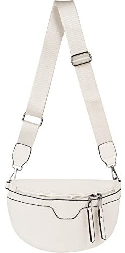 styleBREAKER Damen Halbmond Umhängetasche Kunstleder | 25x15x8 cm Maß, 2-Wege-Zipper, abnehmbarer Schultergurt (3,7 cm breit, 76-123 cm anpassbar), zusätzliches Rückfach.