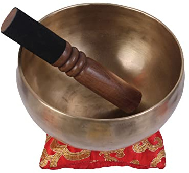 ESK GROUP 6 inch Tibetan Hammered Old Antique Himalayan 7 Metal Singing Bowls Meditation Singing Bowl For Healing Prayer,Yoga With Prayer Flag ,Mallet, & Cushion, GH-02