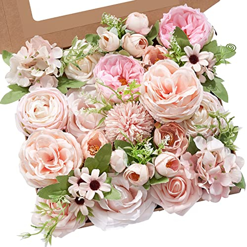 Serwalin Artificial Flowers Pink Wedding Flowers Silk Flowers with Stems Fake Cake Flowers for Wedding Bouquets Centerpieces Fall Decor Baby Shower Decoration