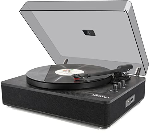 Tocadiscos de Vinilo con Altavoces Integrados y reproducción y grabación USB, Tocadiscos de fonógrafo Vintage accionado por Correa, 3 velocidades para Entretenimiento y decoración del hogar (Madera
