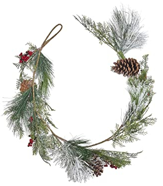 Indoor-Weihnachtsgirlande Beeren Rot Schnee bedeckt 150 cm grün Soria